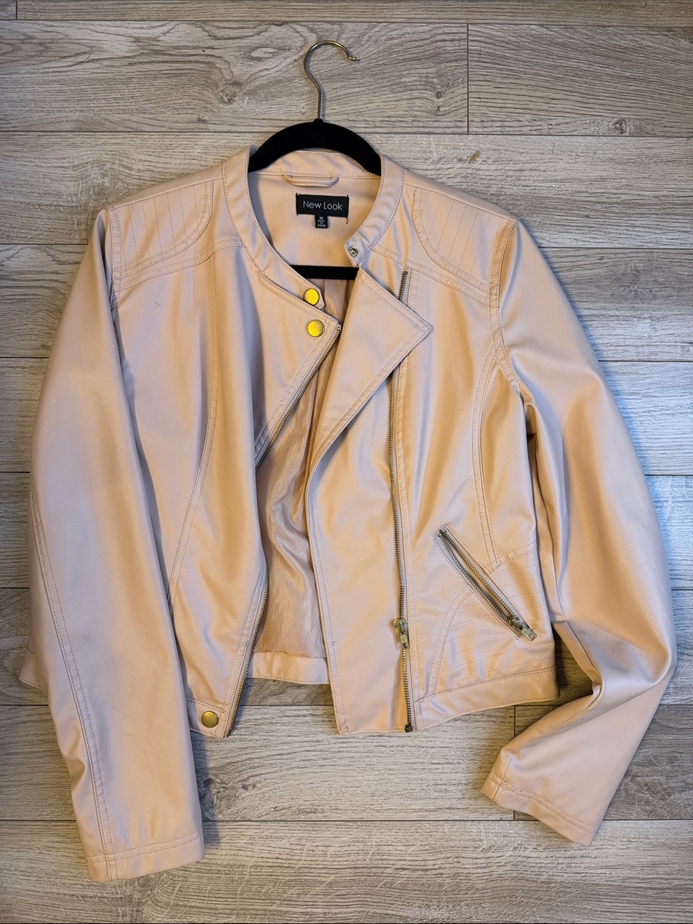 New Look Blush Pink Faux Leather Biker Jacket